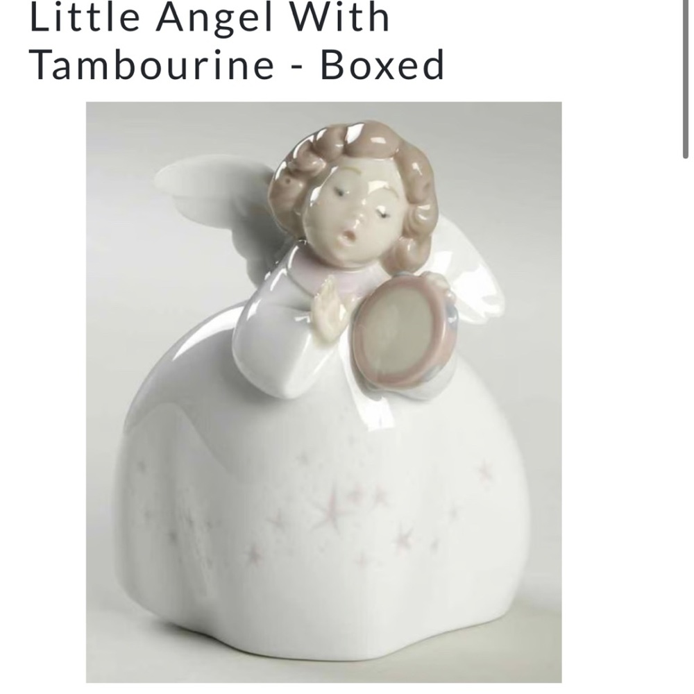 Lladro White and Cream Angel with Tambourine